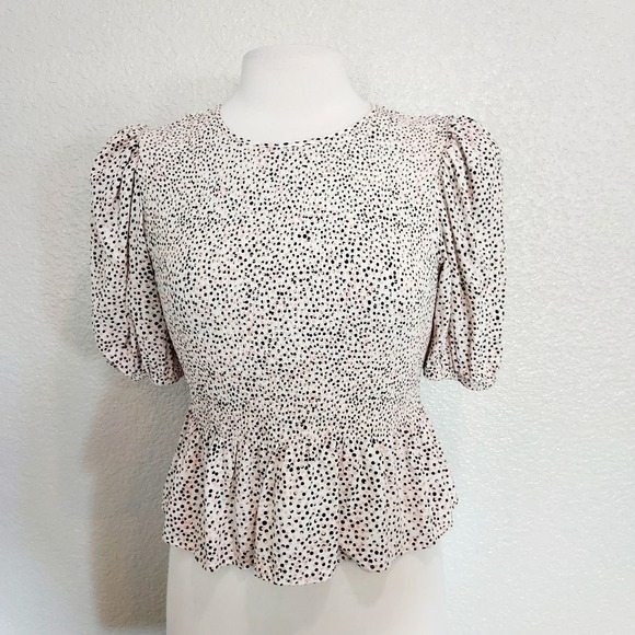 Express Pink & Black Polka Dot Blouse Size M - Picture 1 of 12